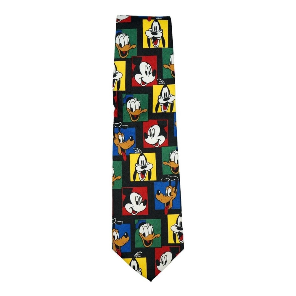 Mickey Unlimited Mickey‎ Mouse Pluto Goofy Donald Silk Tie Necktie Vintage 90s